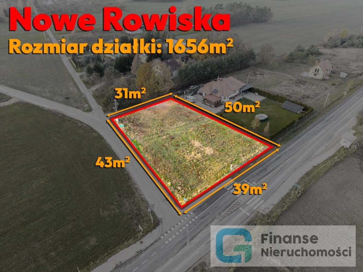 🏡 DZIAŁKA ROLNO-BUDOWLANA 1656 m² | NOWE ROWISKA | DOSTĘP Z DWÓCH DRÓG ASFALTOWYCH