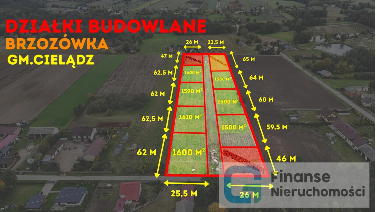 Działki budowlane blisko lasu | 1500–1610 m² | Brzozówka, gm. Cielądz 
