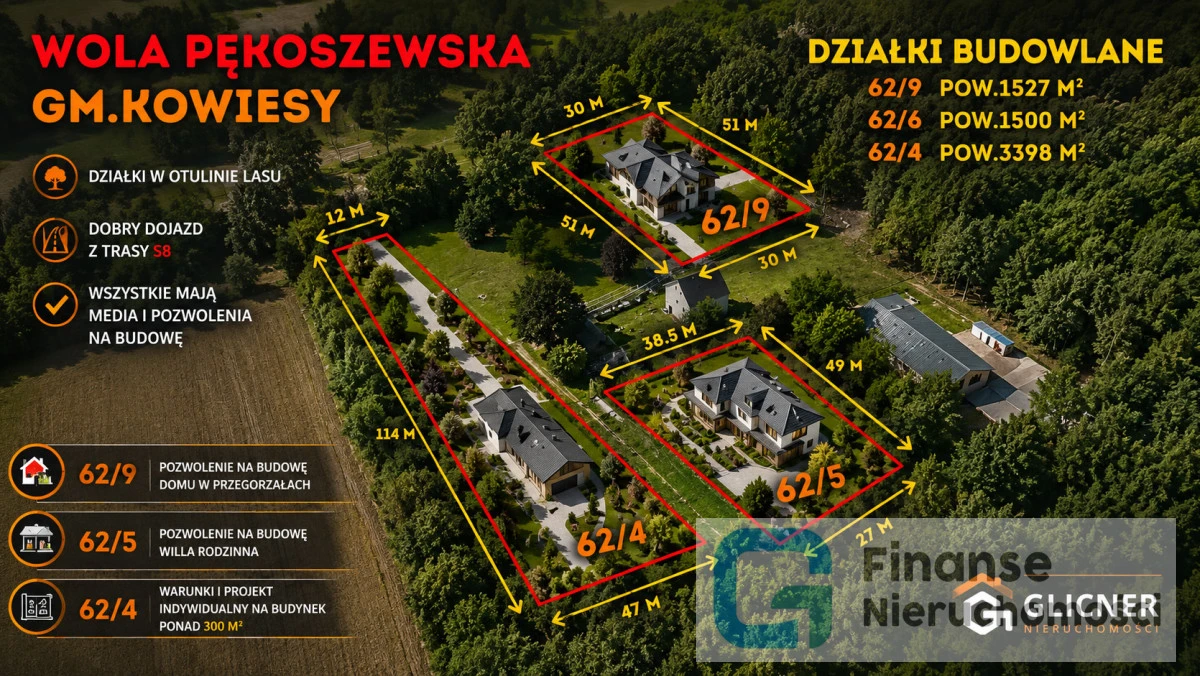 🌲 Działki budowlane w otulinie lasu | Wola Pękoszewska, gm. Kowiesy | MPZP | pozwolenia na budowę | blisko S8