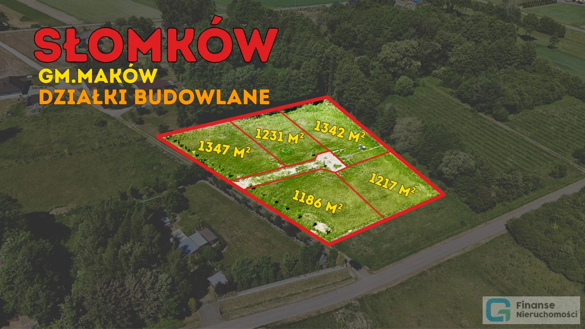 🏡 KOMPLEKS 5 DZIAŁEK BUDOWLANYCH | SŁOMKÓW, GM. MAKÓW | OD 1186 m²
